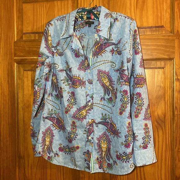 Talbots COTTON SWIRLY PAISLEY BUTTON FRONT - Picture 2 of 7
